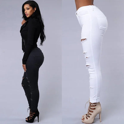 Women's Skinny High-Waisted Ripped Jeans