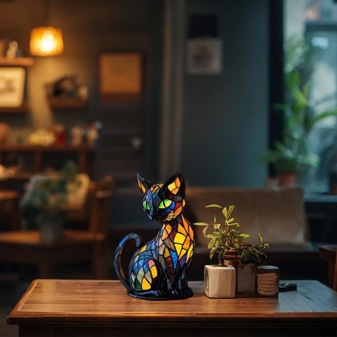 Handmade Cat Lamp Decorative Accent Gift 4