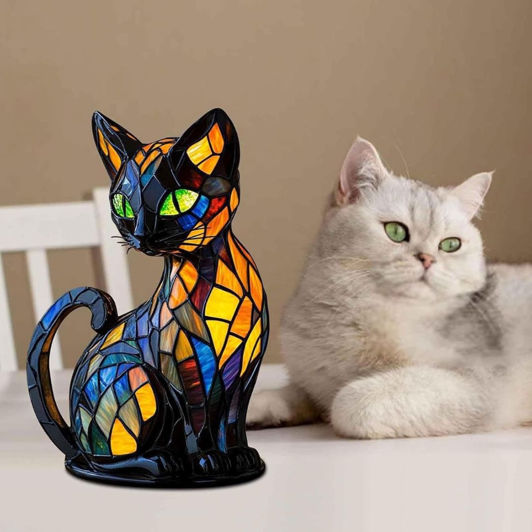 Handmade Cat Lamp Decorative Accent Gift 6