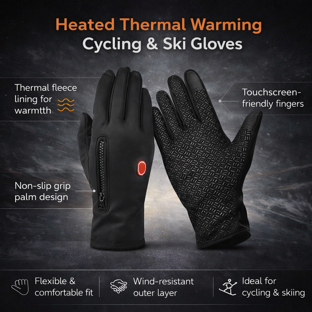 Heated Thermal Warming Cycling Ski Gloves