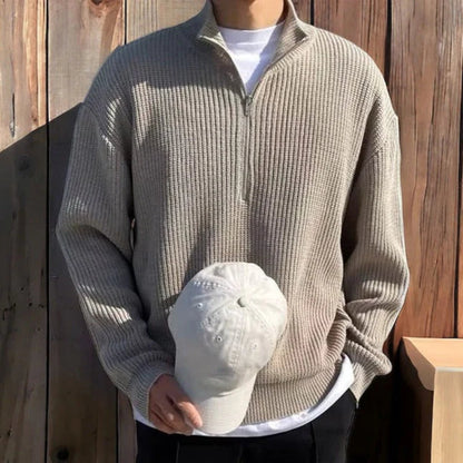 Men's Casual Quarter-Zip Oversized Jumper | Ideal for Autumn/Winter