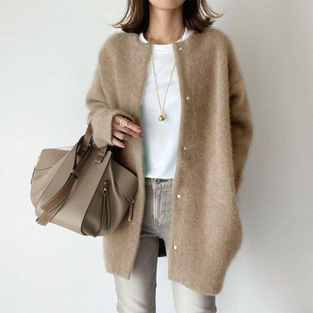 Women's Cozy Solid Colour Chunky Knit Cardigan with Buttons | Ideal for Winter