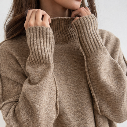Knit Lounge Set Turtleneck Wide Leg Pants Women