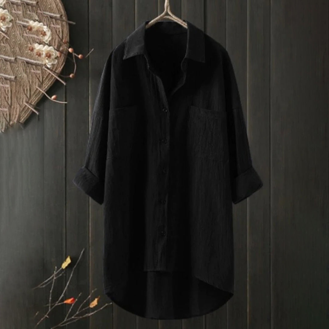 Women's Elegant Button-Up Shirt with Relaxed Fit
