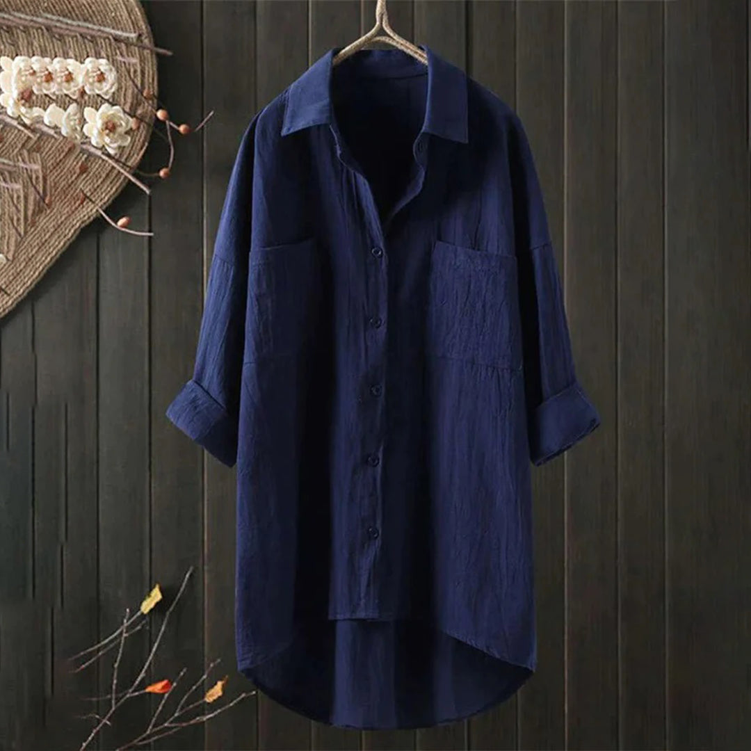 Women's Elegant Button-Up Shirt with Relaxed Fit