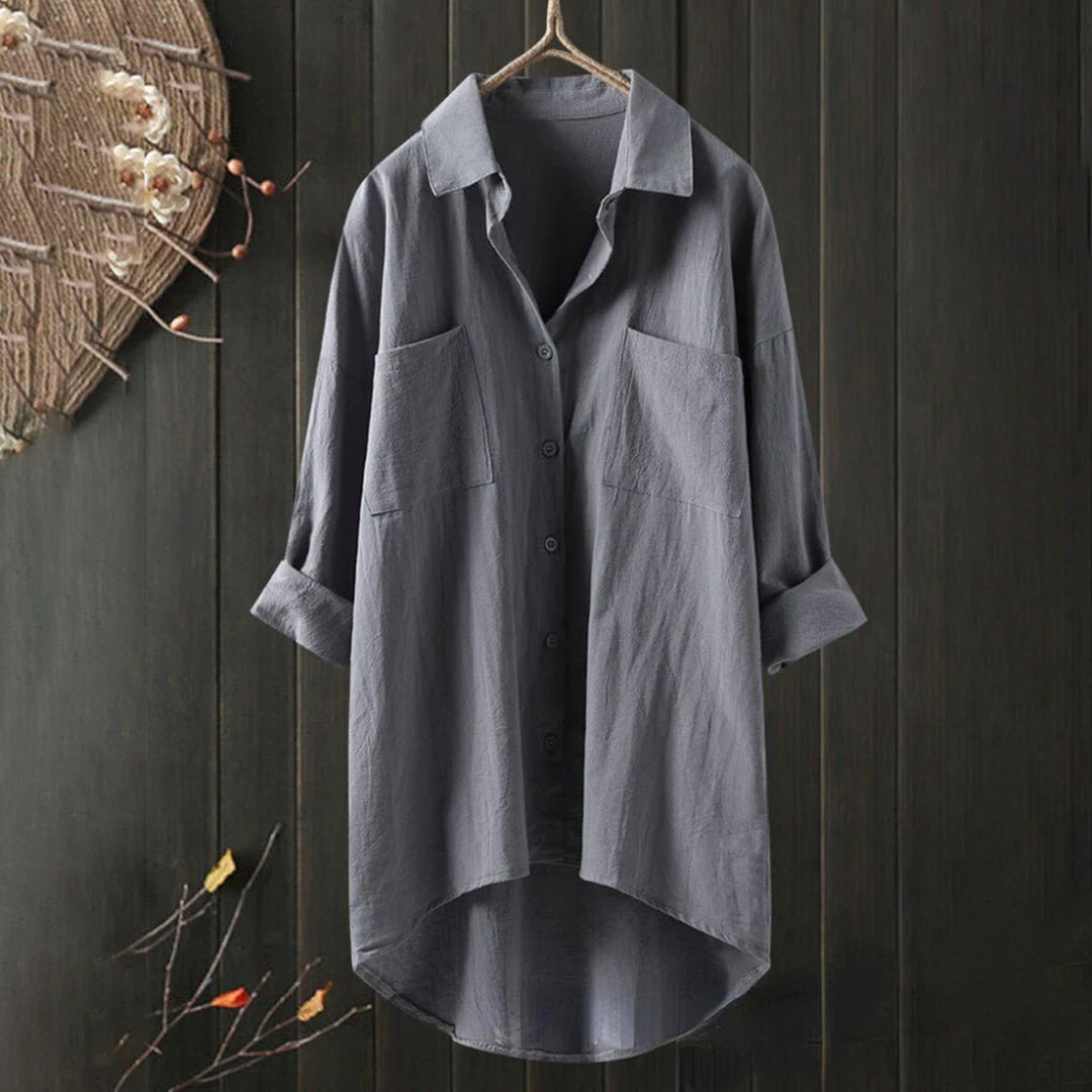Women's Elegant Button-Up Shirt with Relaxed Fit