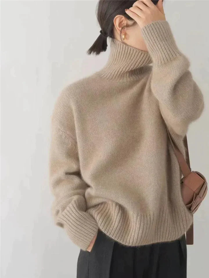 Women's Lined Cashmere Roll Neck Turtleneck Jumper | Ideal for Winter