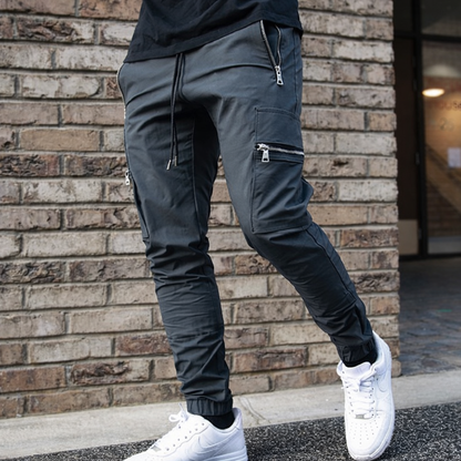 Men's Cargo Pants Slim Fit Stretch Jogger Zipper Pockets