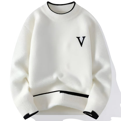Men’s Casual Oversized Knit Sweater Long Sleeve Crew Neck