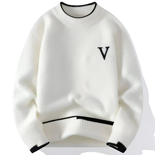 Men’s Casual Oversized Knit Sweater Long Sleeve Crew Neck