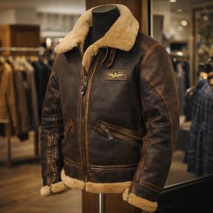 Men's Jacket Pilot Style Winter Collar Design