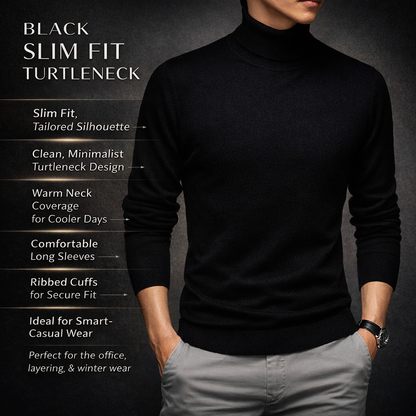 Men's Slim Fit Turtleneck Sweater Warm Long Sleeve