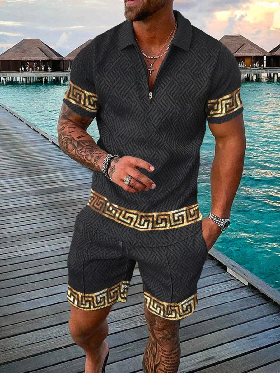 Lennart - Men's Two-Piece Set with Polo Shirt and Shorts