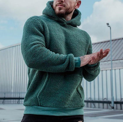Men's Cozy Fleece Hoodie with Kangaroo Pocket for Casual Wear