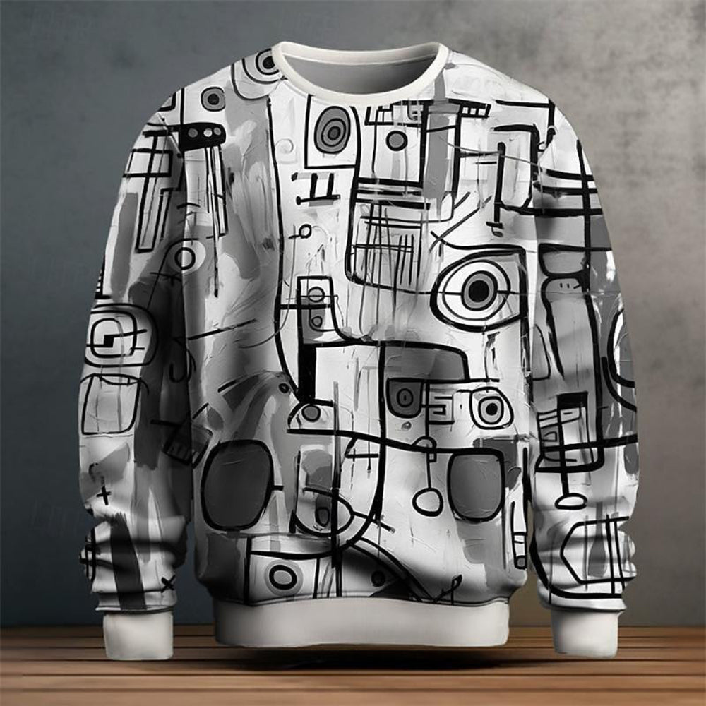 Men's Geometric Print Knit Sweater 2