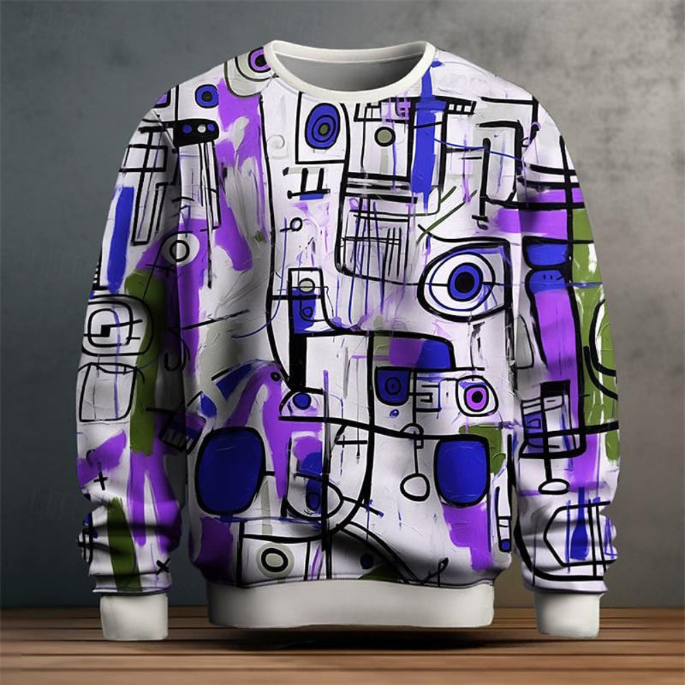 Men's Geometric Print Knit Sweater 5