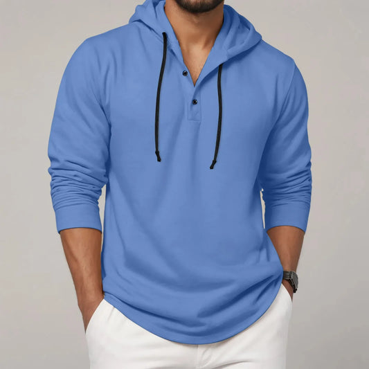 Men's Hooded Shirt Long Sleeve Casual Top 1