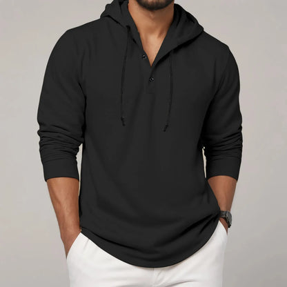 Men's Hooded Shirt Long Sleeve Casual Top 2