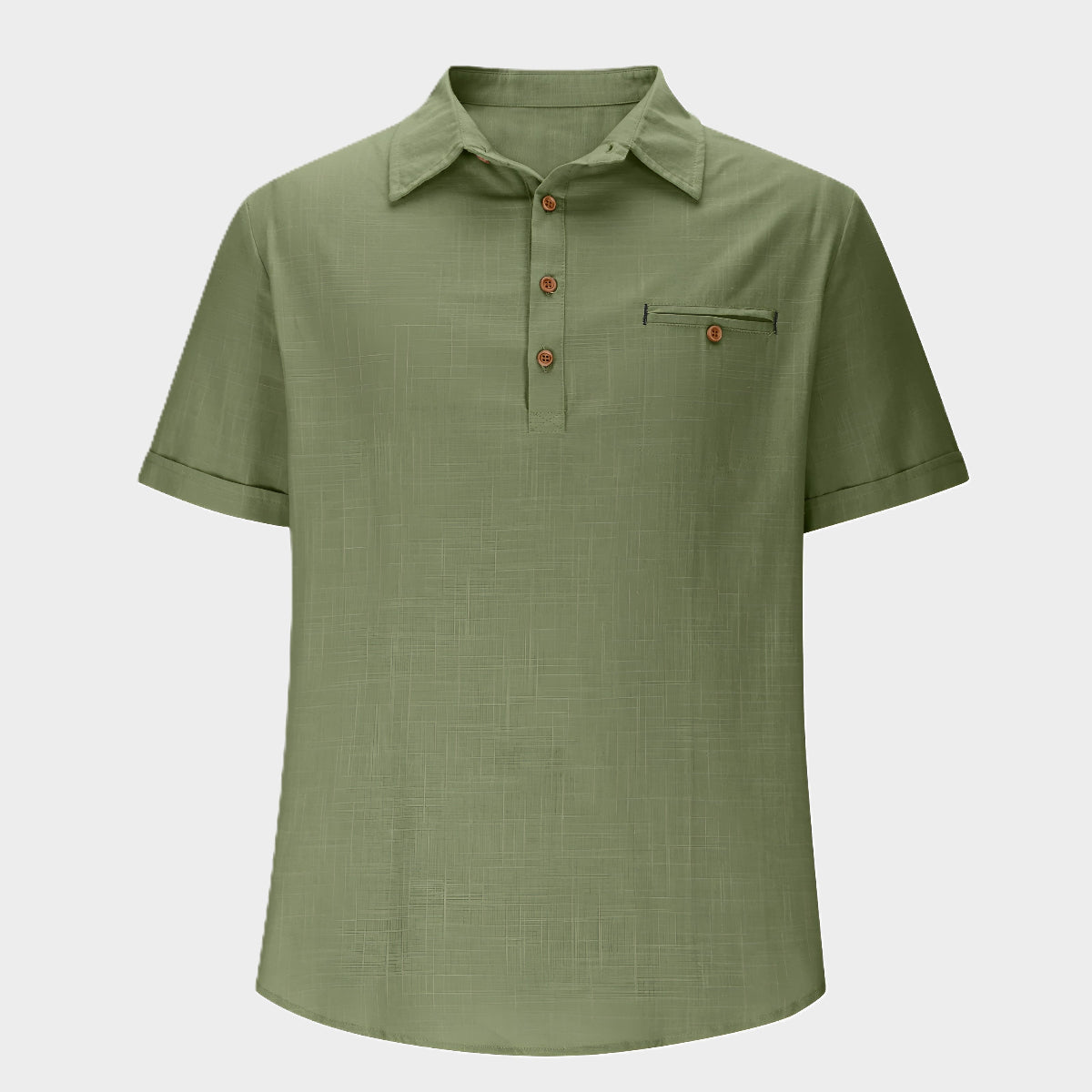 Men's Linen Polo Shirt Casual Breathable Short Sleeve Top 11