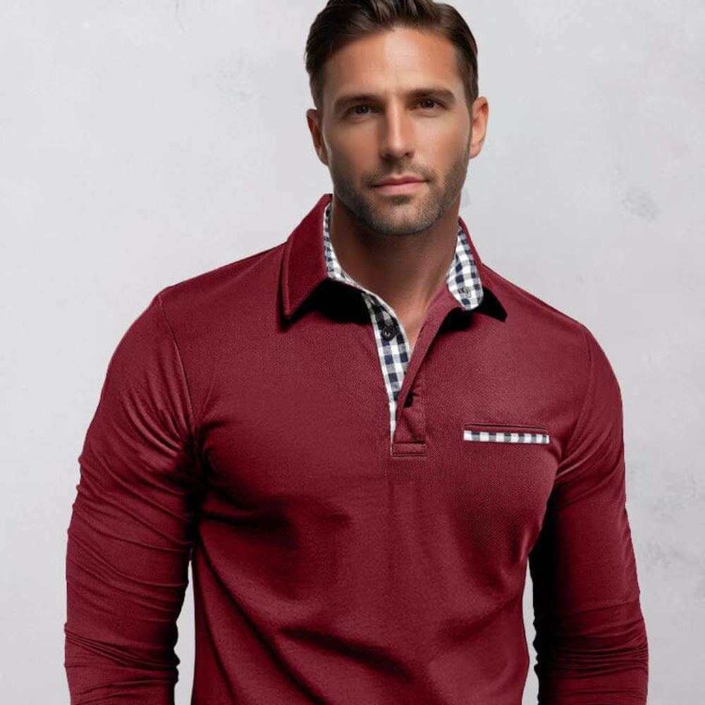 Men's Long Sleeve Casual Cotton Blend Polo Shirt 3