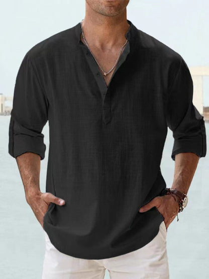 Men’s Band Collar Shirt