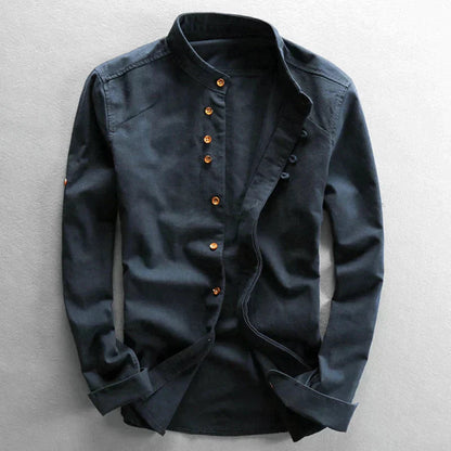Men's Slim Fit Dress Shirt with Stand-up Collar