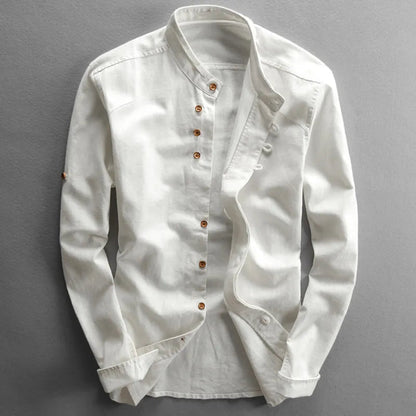 Men's Slim Fit Dress Shirt with Stand-up Collar