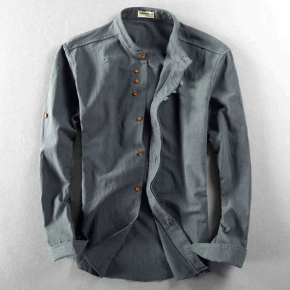 Men's Slim Fit Dress Shirt with Stand-up Collar