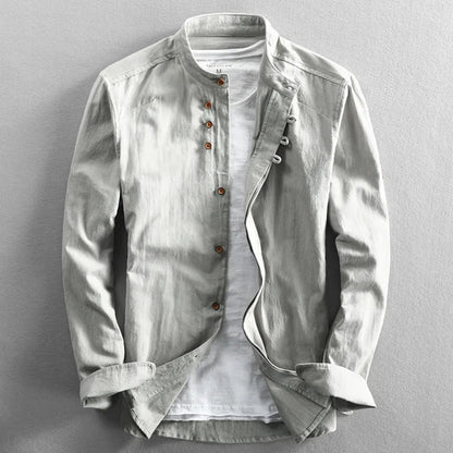Men's Slim Fit Dress Shirt with Stand-up Collar