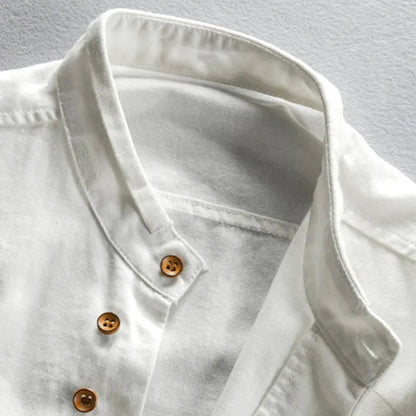 Men's Slim Fit Dress Shirt with Stand-up Collar