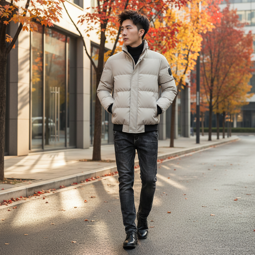 Men's Winter Jacket Puffer Insulated Zip Up Coat