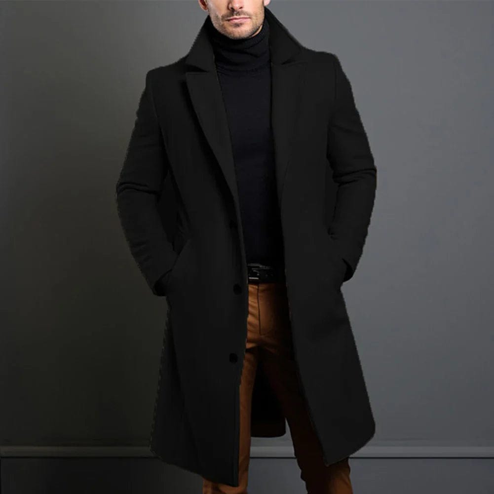 Men's Wool Winter Coat Warm Long Jacket 4