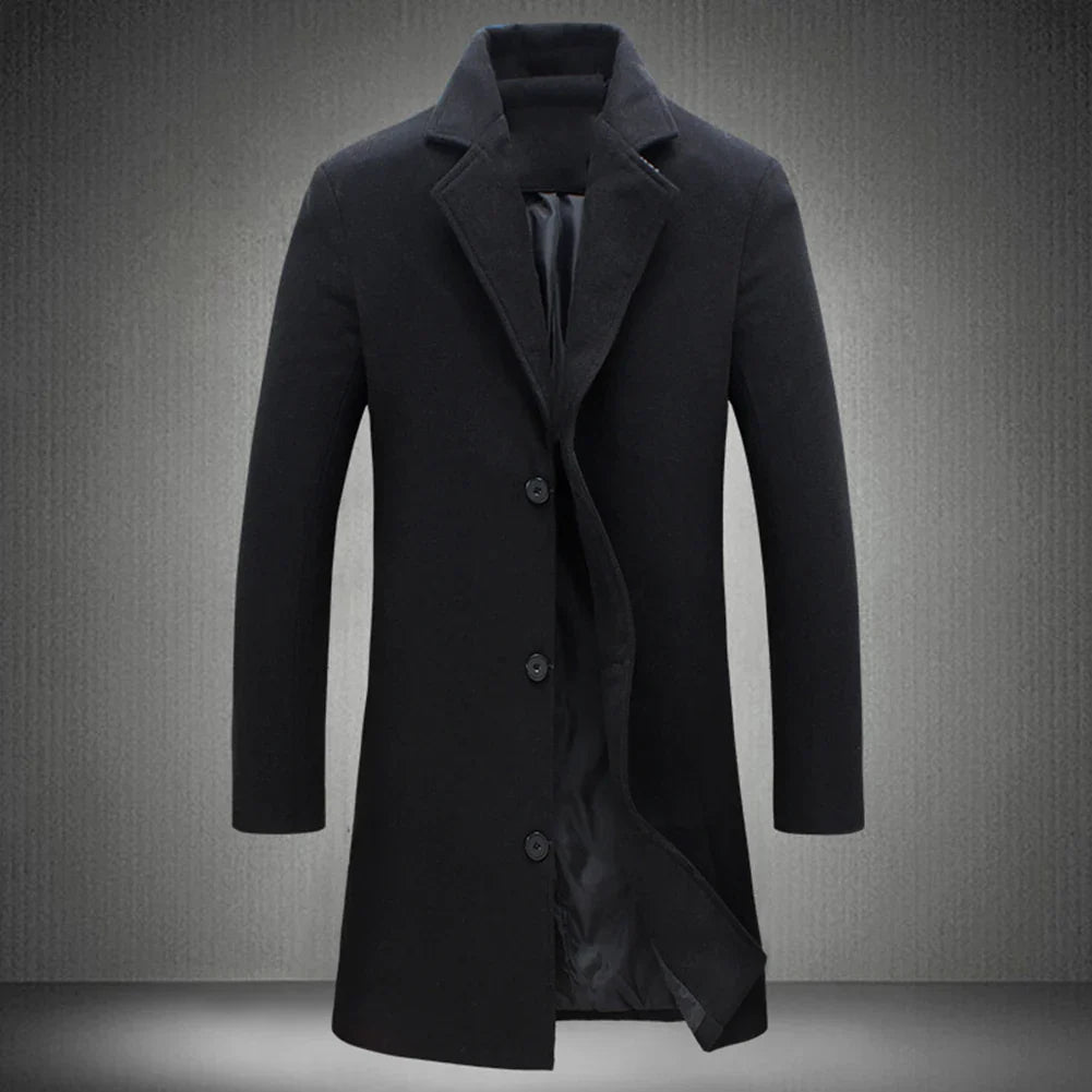 Men's Wool Winter Coat Warm Long Jacket 5