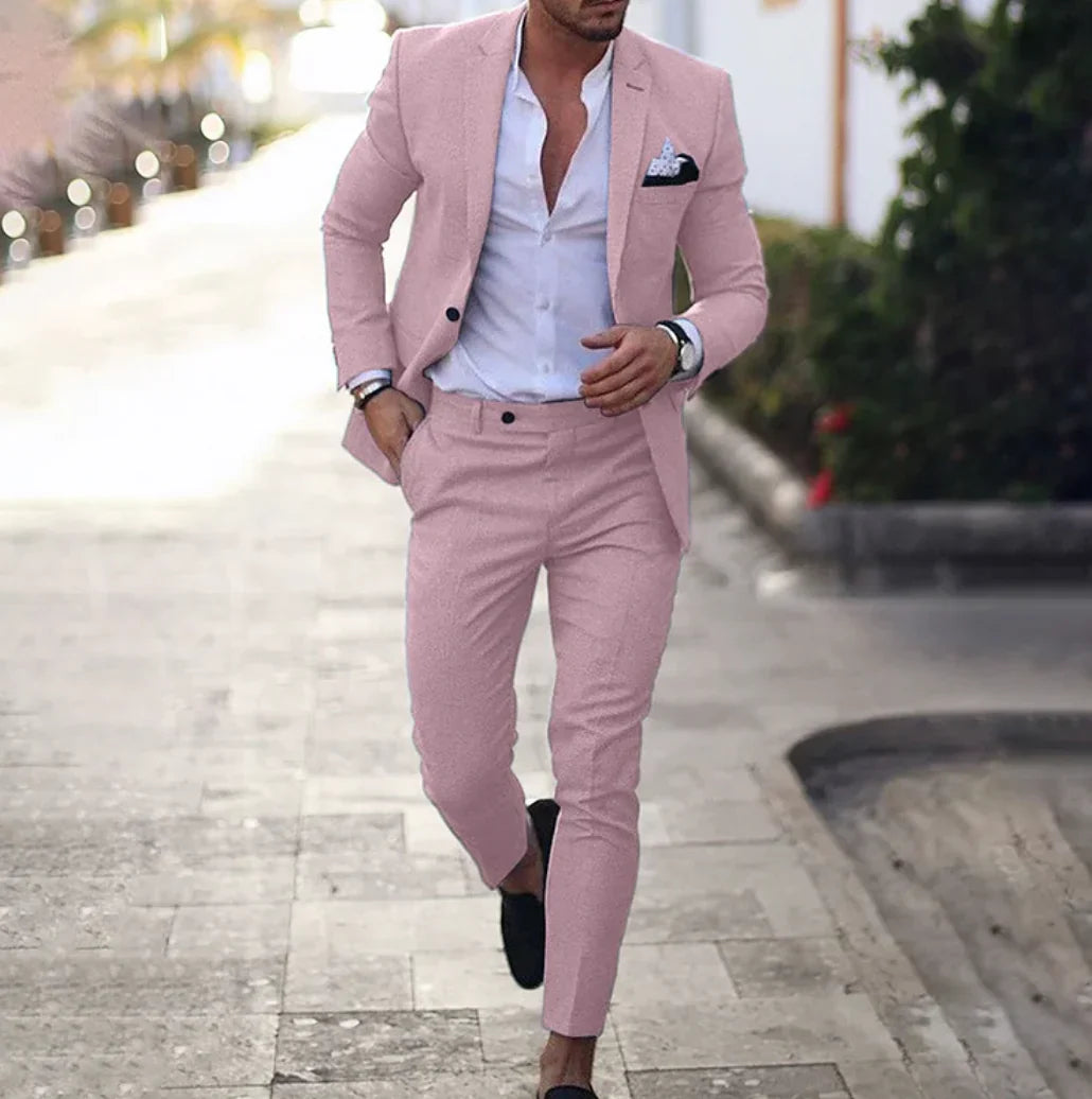 Variant image for Men's Elegant Tailored Blazer with Classic Design and Trousers Set-49
