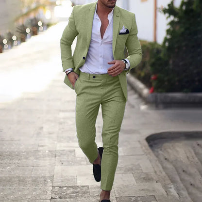 Men's Elegant Tailored Blazer with Classic Design and Trousers Set