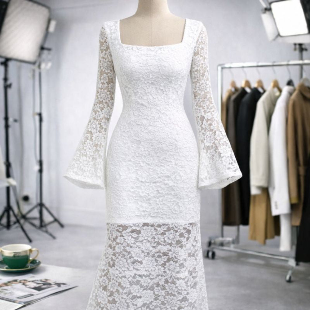 Women's V-Neck Long Sleeve Cocktail Dress