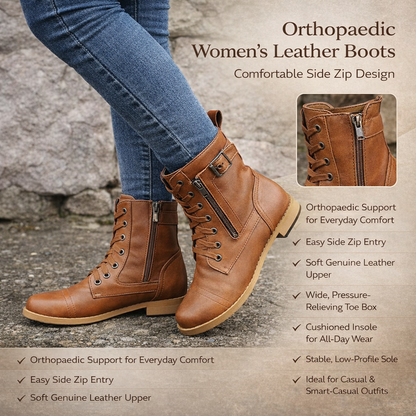 Orthopedic Women Boots Comfortable Slip On Side Zip