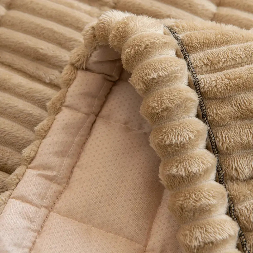 Plush Pleated Edges Couch Cover - Image 5