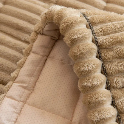 Plush Pleated Edges Couch Cover - Image 5