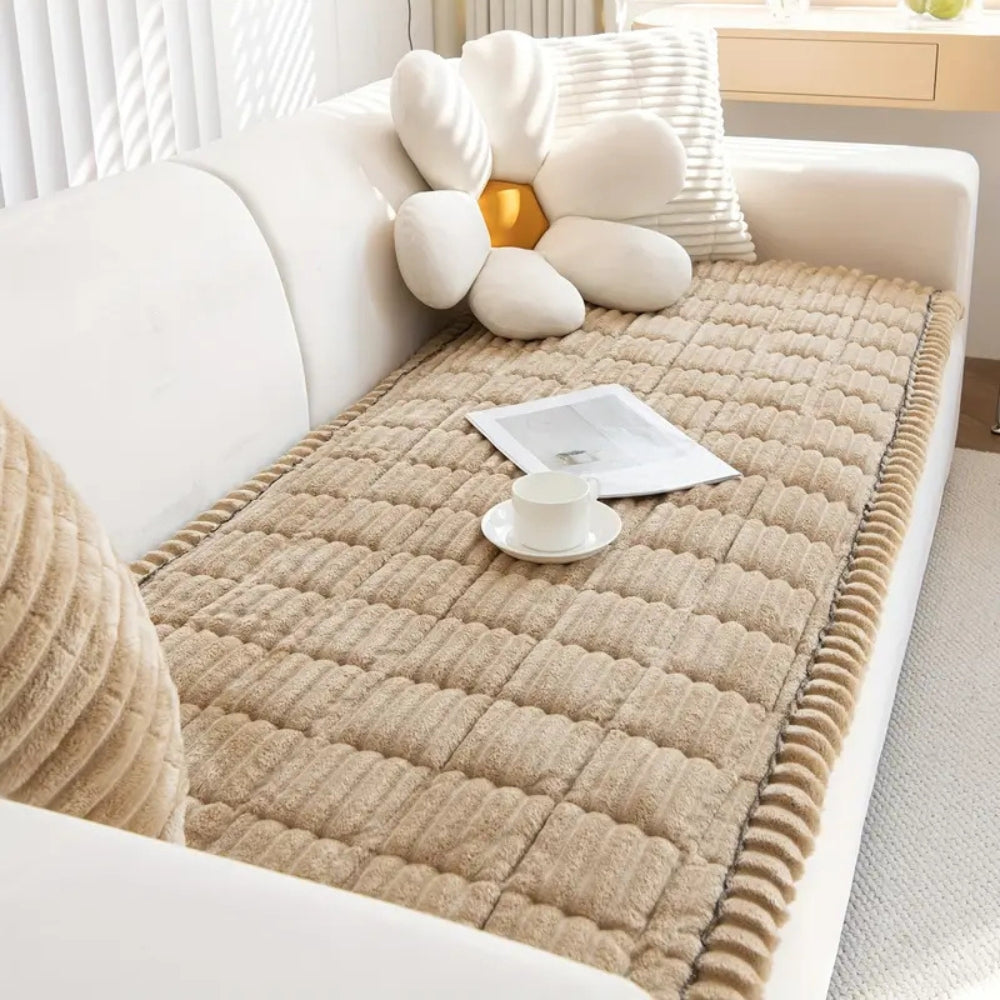 Plush Pleated Edges Couch Cover - Image 4