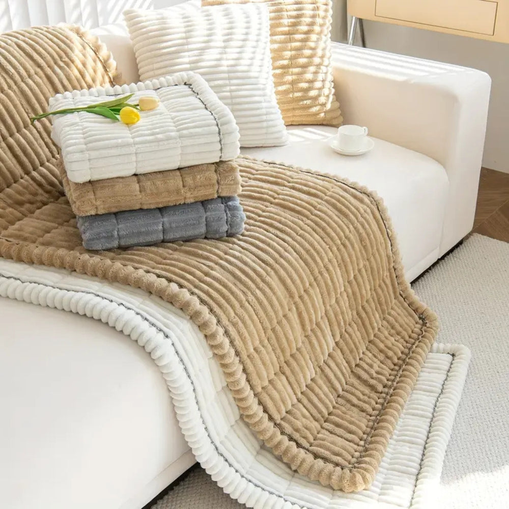 Plush Pleated Edges Couch Cover - Image 12