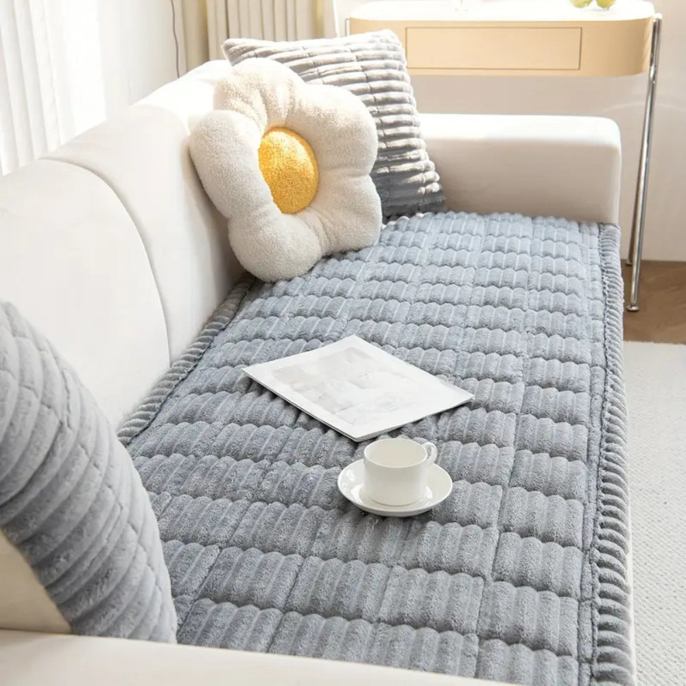 Plush Pleated Edges Couch Cover - Image 6
