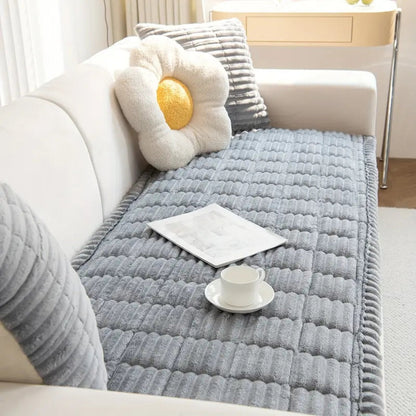 Plush Pleated Edges Couch Cover - Image 6