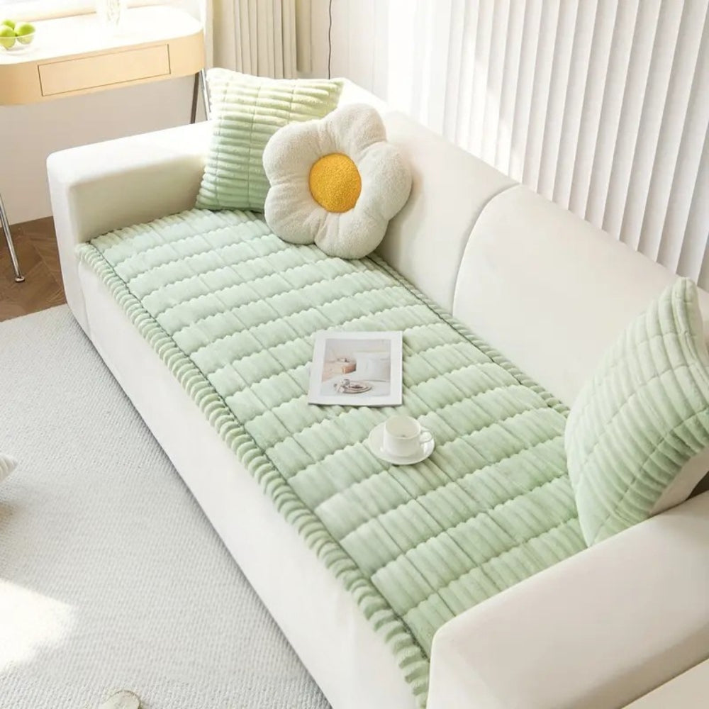 Plush Pleated Edges Couch Cover - Image 7