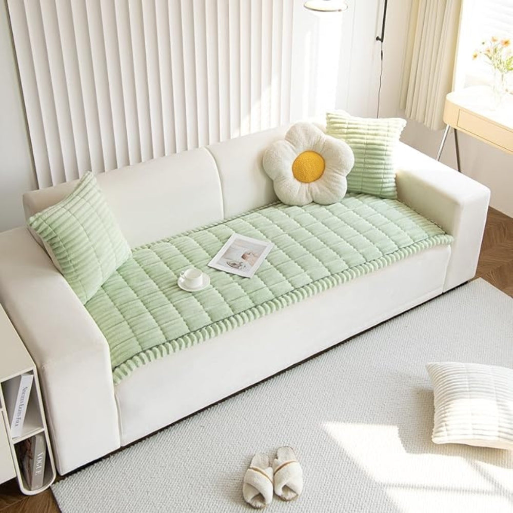 Plush Pleated Edges Couch Cover - Image 9