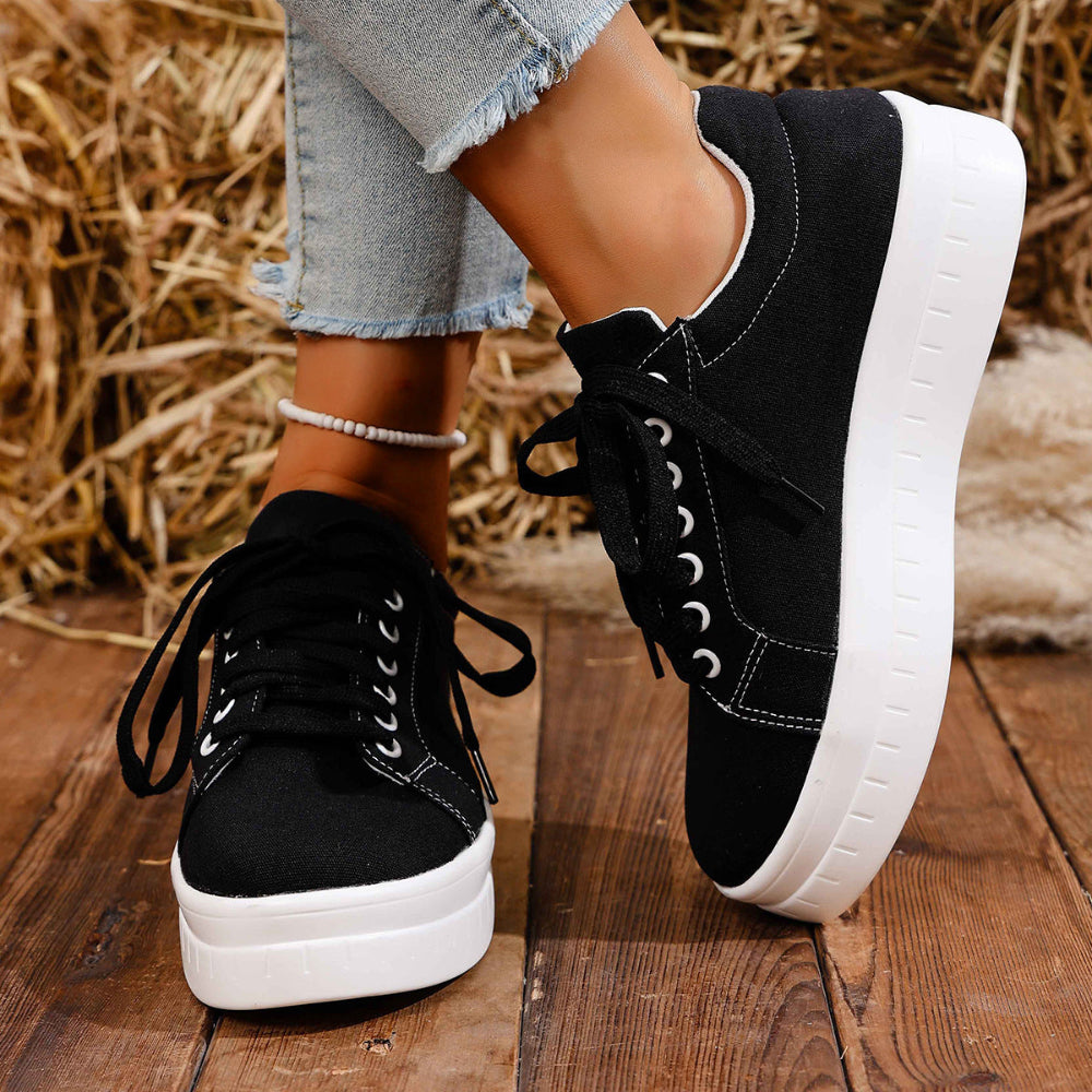 Women's Trendy Lace-Up Platform Trainers | Perfect for Everyday Wear