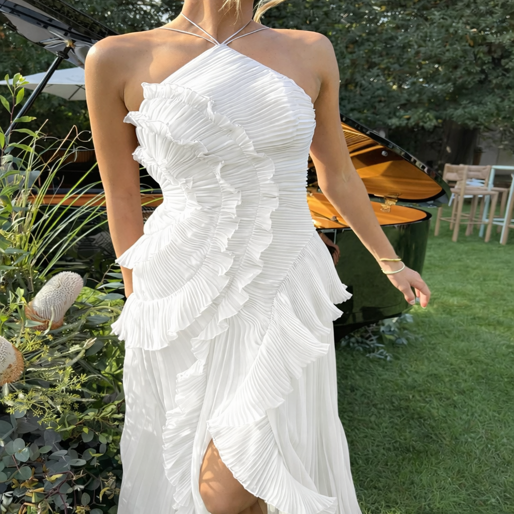 Ruffle Maxi Dress Women's Lavender White