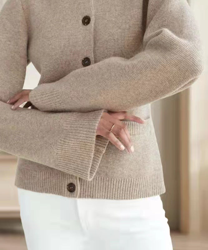 Women's Elegant Round Neck Knitted Cardigan with Buttons | Ideal for WInter