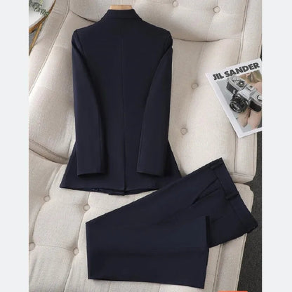 Women's Solid Colour Blazer and Trouser Set