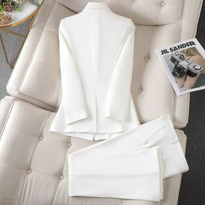 Women's Solid Colour Blazer and Trouser Set